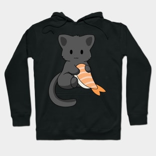 Black Cat with Prawn Sushi Hoodie